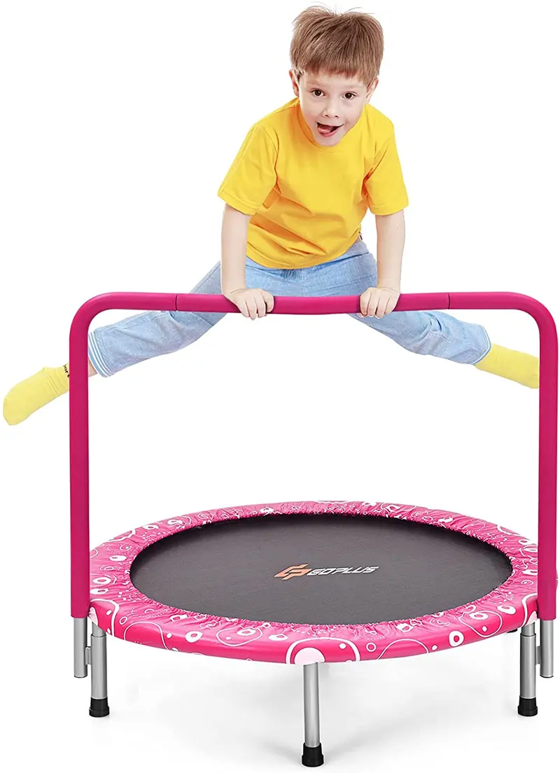 Enclosed 36-Inch Kids’ Folding Trampoline – Safety-Padded Rebounder with Handle & Compact Design