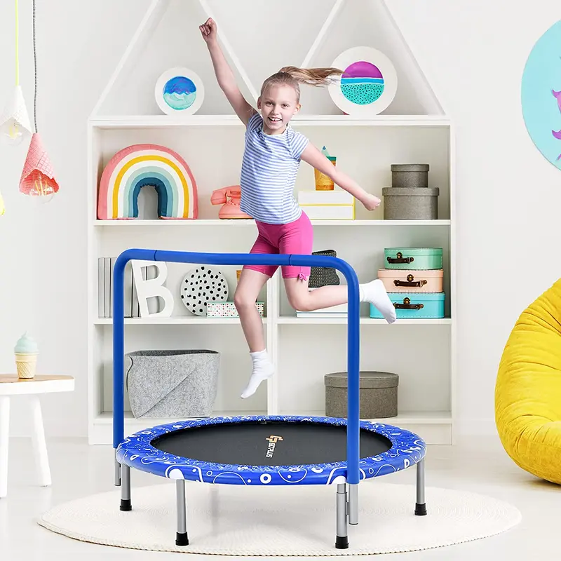Enclosed 36-Inch Kids’ Folding Trampoline – Safety-Padded Rebounder with Handle & Compact Design