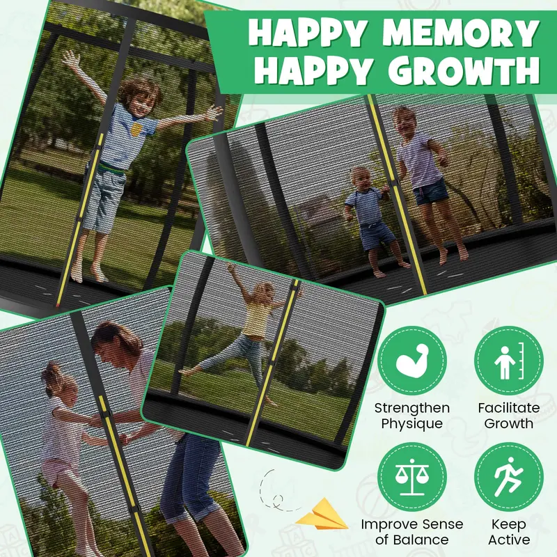 Enclosed Outdoor Trampoline – 8 ft / 10 ft / 12 ft Safe Bounce Platform with 400 lb Weight Capacity