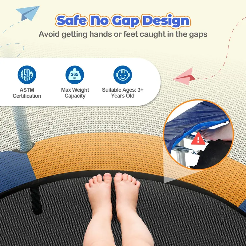 Enclosed Round Trampoline for Kids – Safe, Spring-Covered Design with Protective Netting
