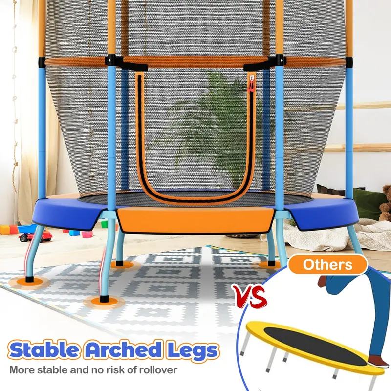 Enclosed Round Trampoline for Kids – Safe, Spring-Covered Design with Protective Netting