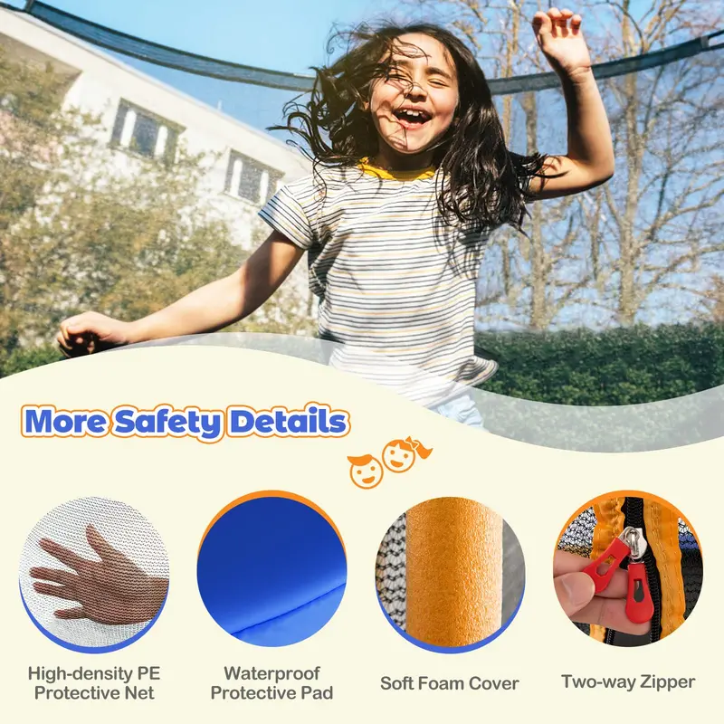 Enclosed Round Trampoline for Kids – Safe, Spring-Covered Design with Protective Netting