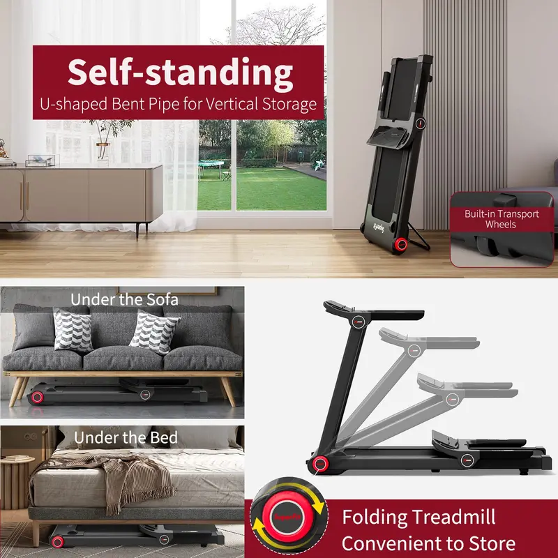 Entry-Level Foldable Treadmill – 3.75 HP Freestanding Model with 12 Preset Workouts & App Compatibility