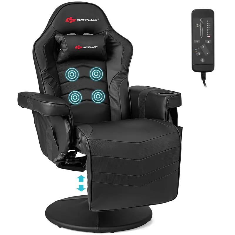 Ergonomic Gaming Chair – Height Adjustment, Built-In Massage, Retractable Footrest
