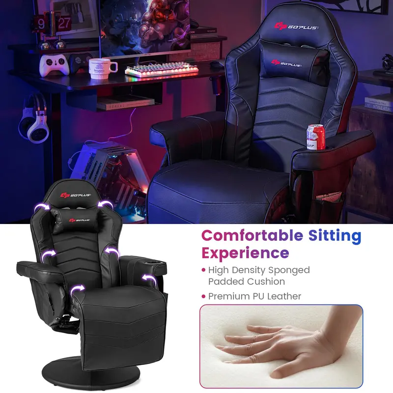 Ergonomic Gaming Chair – Height Adjustment, Built-In Massage, Retractable Footrest