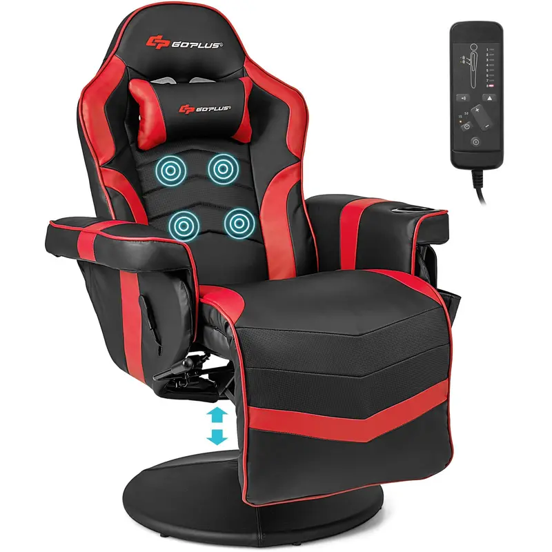 Ergonomic Gaming Chair – Height Adjustment, Built-In Massage, Retractable Footrest