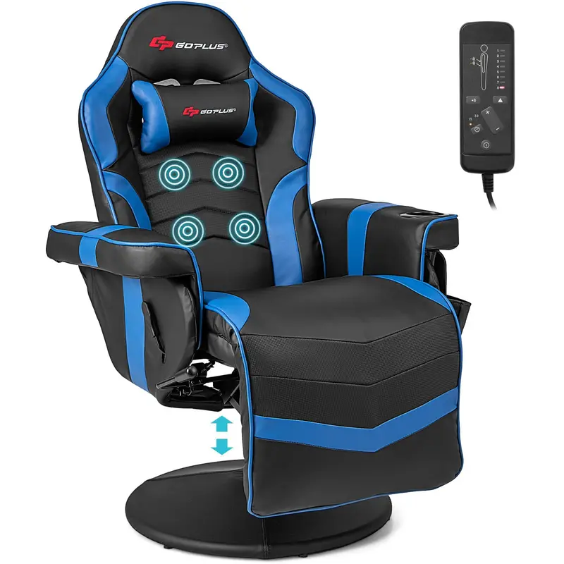 Ergonomic Gaming Chair – Height Adjustment, Built-In Massage, Retractable Footrest