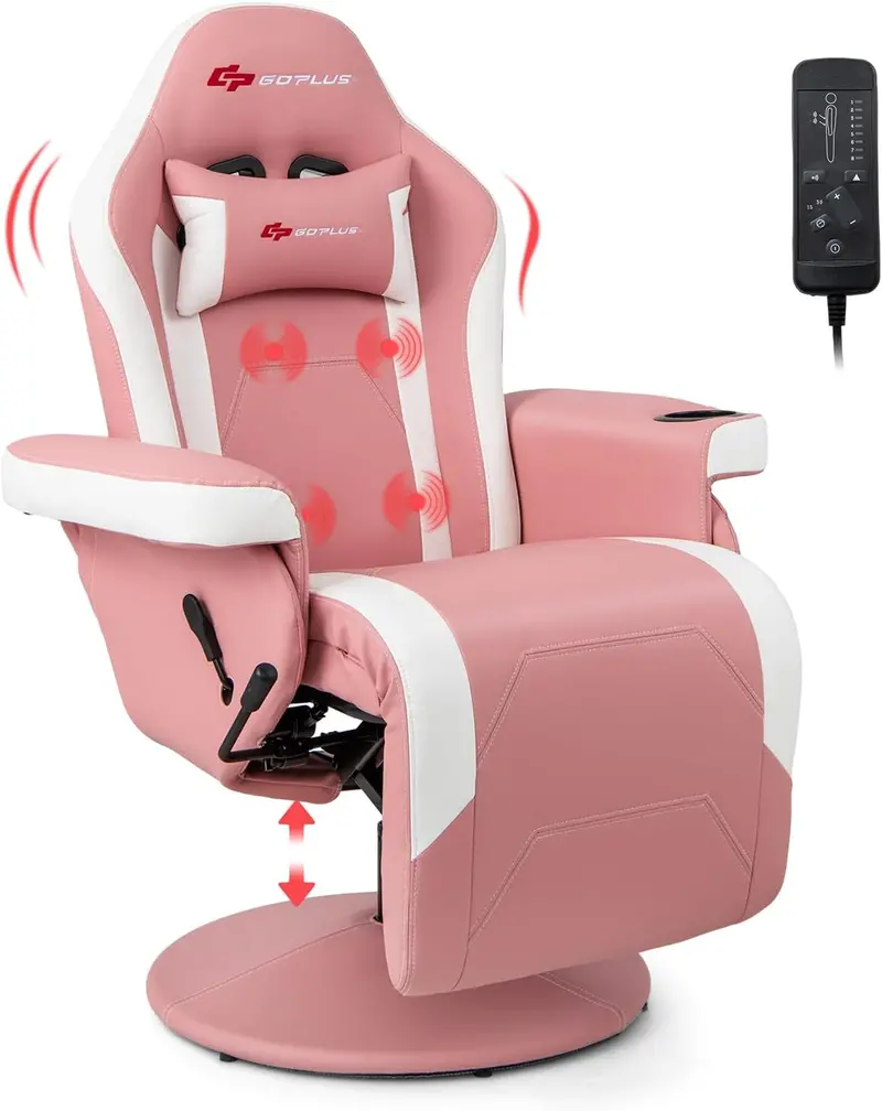 Ergonomic Gaming Chair – Height Adjustment, Built-In Massage, Retractable Footrest