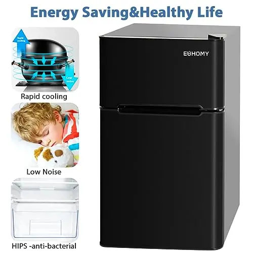 Euhomy 3.2 Cu.Ft Compact Mini Fridge – Built-In Freezer Compartment & Energy-Efficient Design