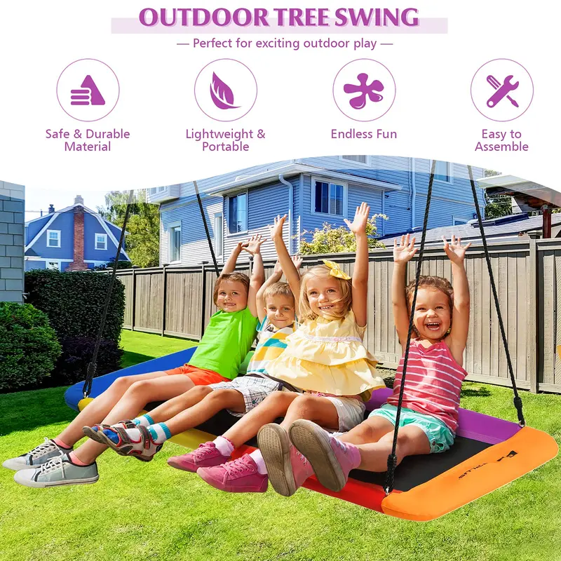 Extra-Large 60-Inch Platform Tree Swing for Adults and Children – Reinforced 700 lb Capacity Outdoor Seat
