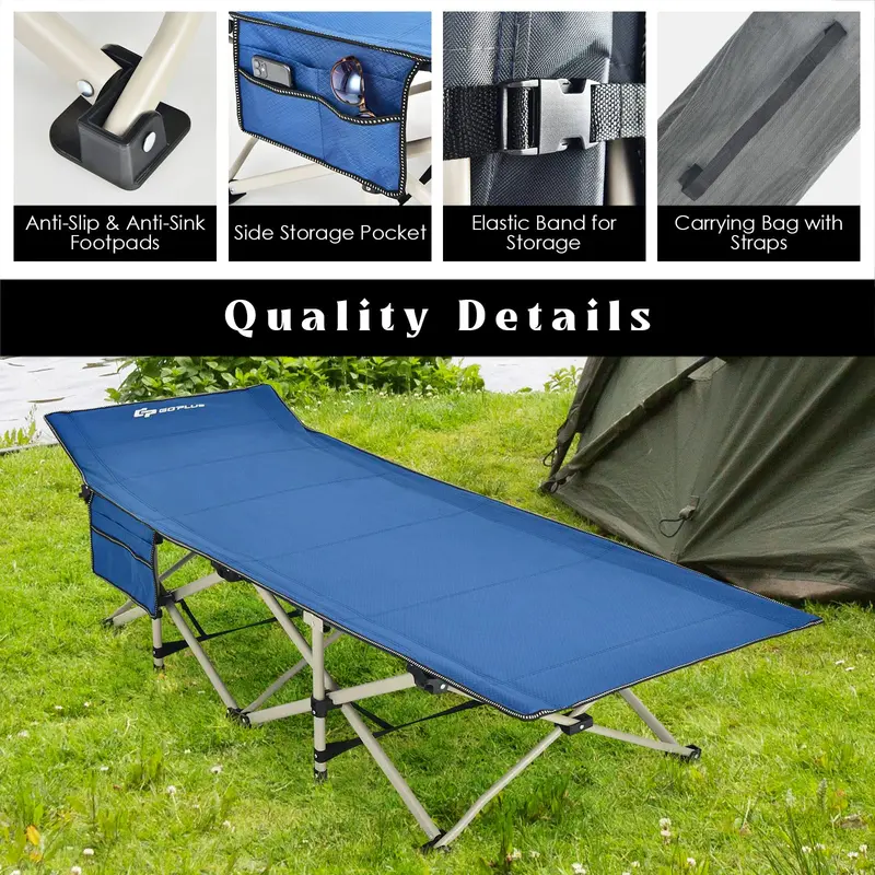 Extra-Wide Reinforced Camping Cot – 28.5-Inch Wide, 882 LB Support Capacity
