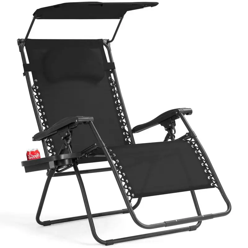 Extra-Wide Zero-Gravity Recliner with Adjustable Canopy – Premium Outdoor Lounge Chair
