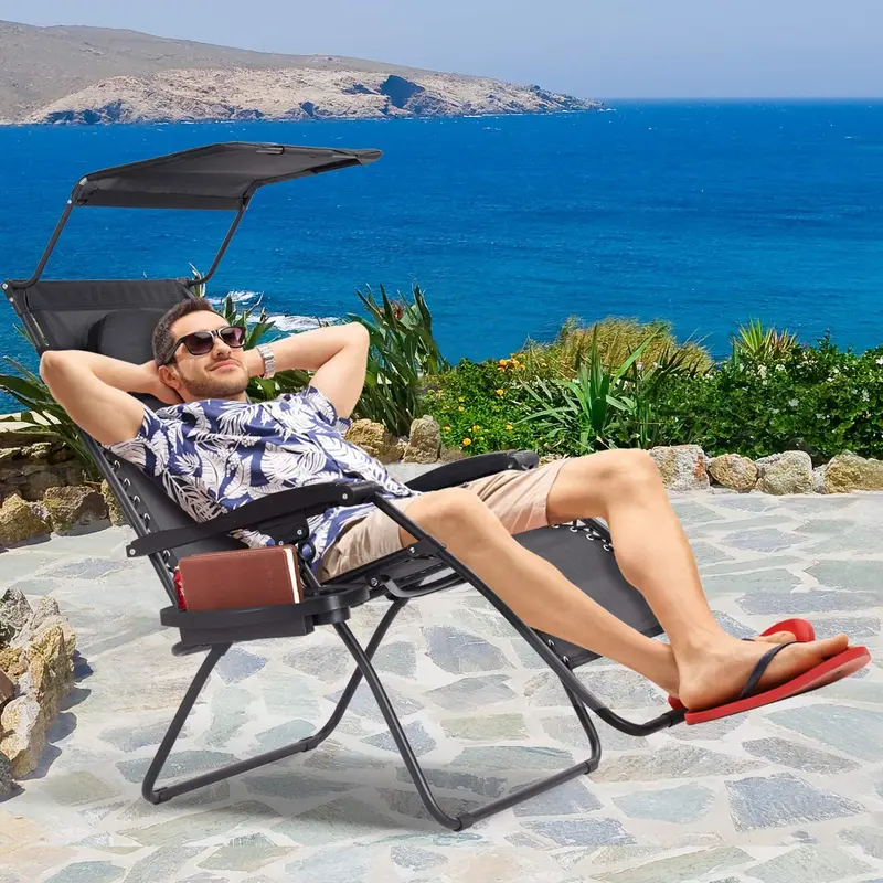 Extra-Wide Zero-Gravity Recliner with Adjustable Canopy – Premium Outdoor Lounge Chair 2