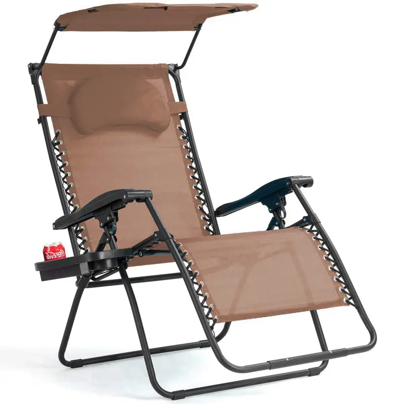 Extra-Wide Zero-Gravity Recliner with Adjustable Canopy – Premium Outdoor Lounge Chair