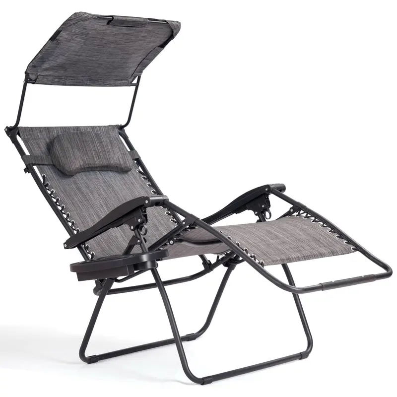 Extra-Wide Zero-Gravity Recliner with Adjustable Canopy – Premium Outdoor Lounge Chair
