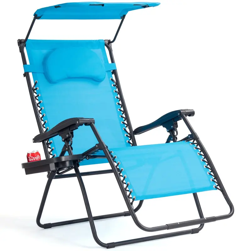 Extra-Wide Zero-Gravity Recliner with Adjustable Canopy – Premium Outdoor Lounge Chair