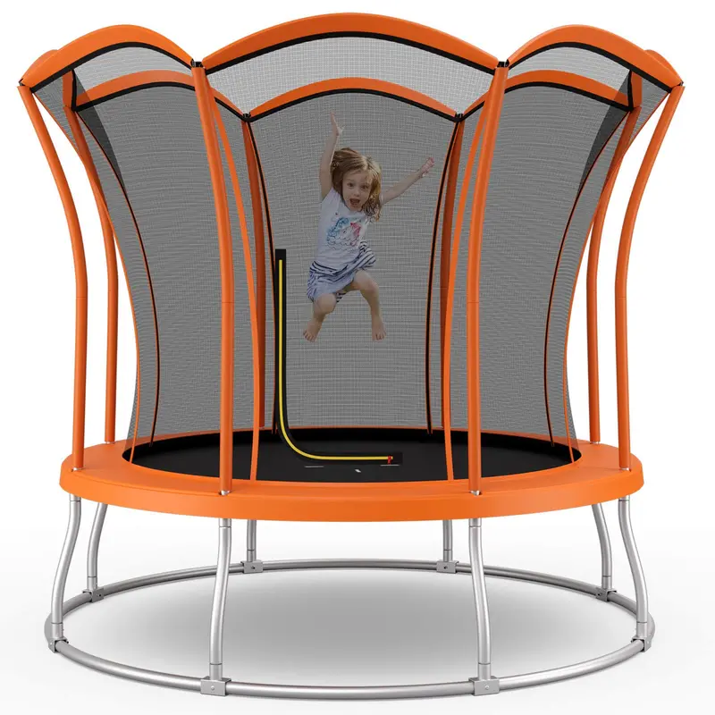 Flower-Design Outdoor Trampoline – ASTM-Certified 8 ft or 10 ft Round Bouncing Platform