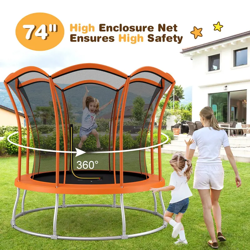 Flower-Design Outdoor Trampoline – ASTM-Certified 8 ft or 10 ft Round Bouncing Platform 2