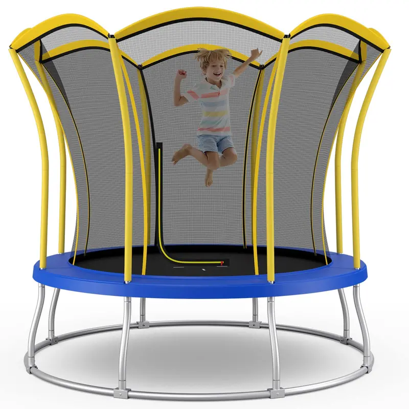 Flower-Design Outdoor Trampoline – ASTM-Certified 8 ft or 10 ft Round Bouncing Platform