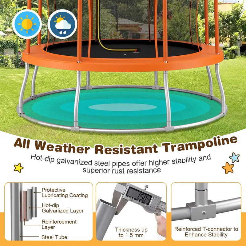 Flower-Design Outdoor Trampoline – ASTM-Certified 8 ft or 10 ft Round Bouncing Platform