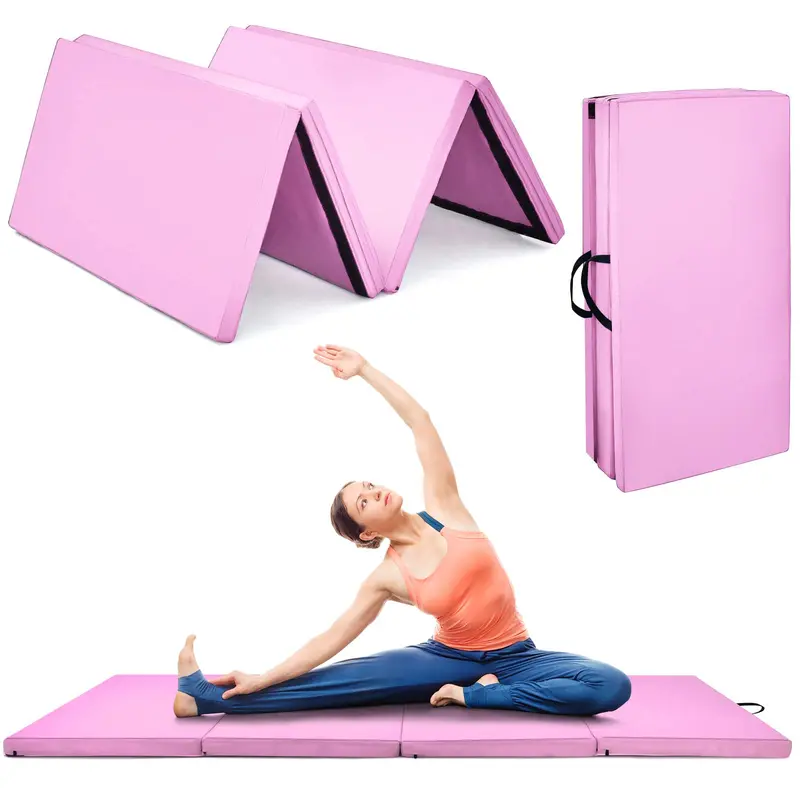 Foldable 8' x 4' Gymnastics Mat – 2-Inch Thick Tumbling Pad with Integrated Carry Handles