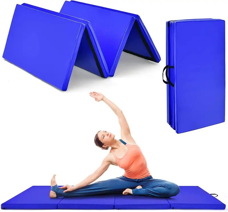 Foldable 8' x 4' Gymnastics Mat – 2-Inch Thick Tumbling Pad with Integrated Carry Handles
