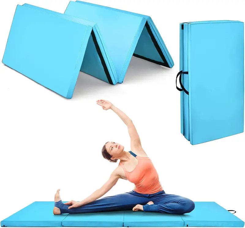 Foldable 8' x 4' Gymnastics Mat – 2-Inch Thick Tumbling Pad with Integrated Carry Handles