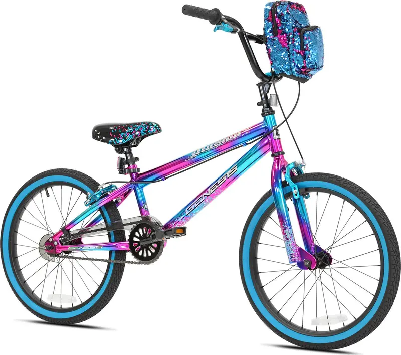 Genesis Illusion Girls' Bike – Stylish 20-Inch Blue/Purple Model Featuring Kid-Optimized Geometry and Consistent Braking Performance