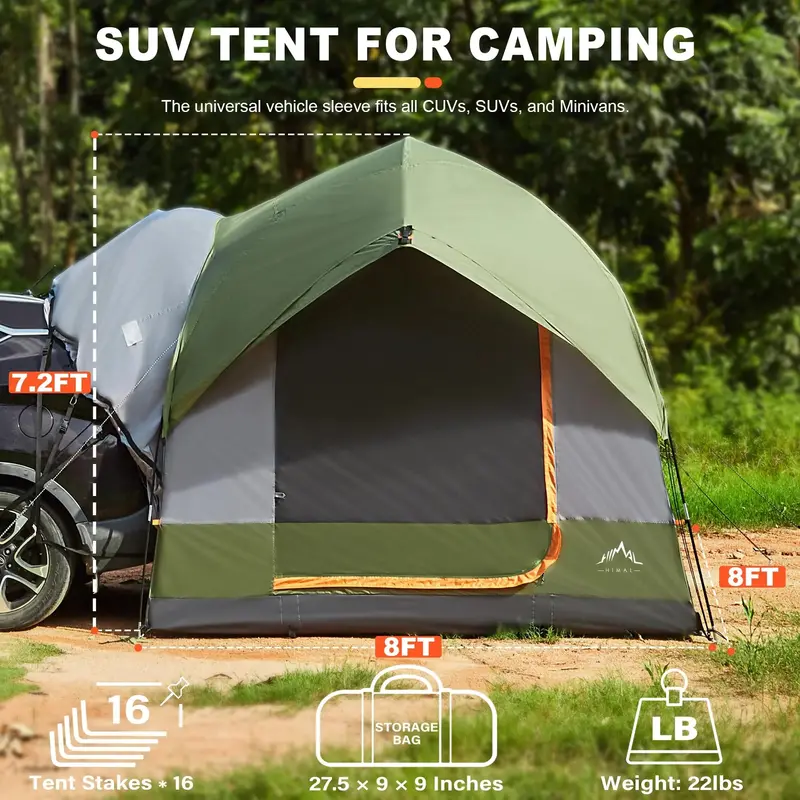 GoHimal SUV Rooftop Tent: Waterproof 8' × 8' × 7.2' Vehicle-Mounted Camping Shelter for Overlanding and Adventure Travel