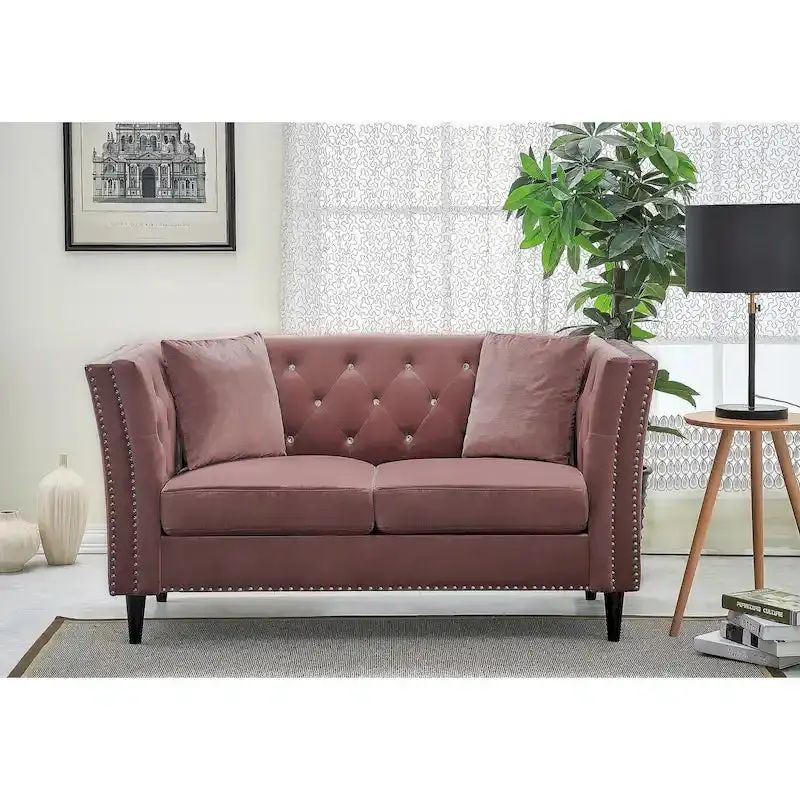 Gracewood Hollow Sukikim Velvet Loveseat – Modern Two-Seat Sofa with Plush Upholstery