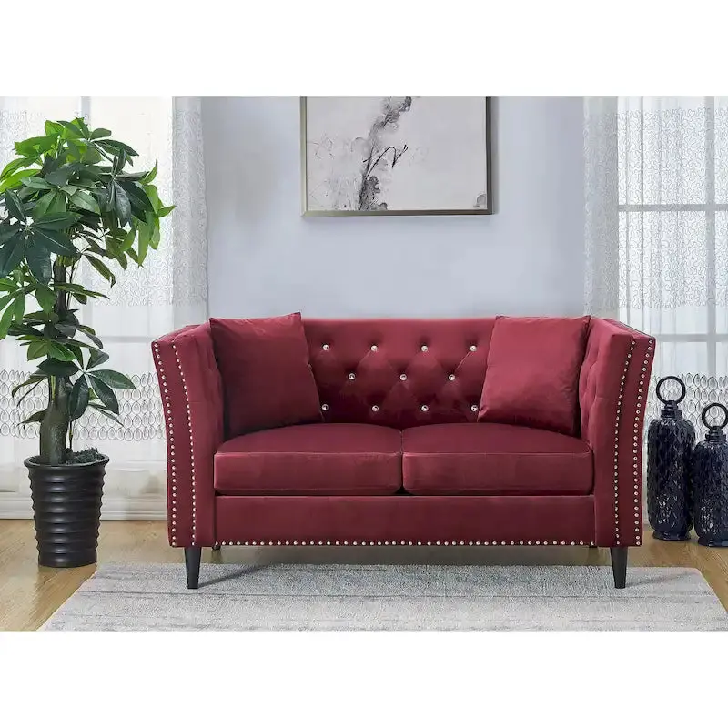 Gracewood Sukikim Velvet Loveseat – Compact Two-Seat Sofa with Textured Modern Upholstery 2
