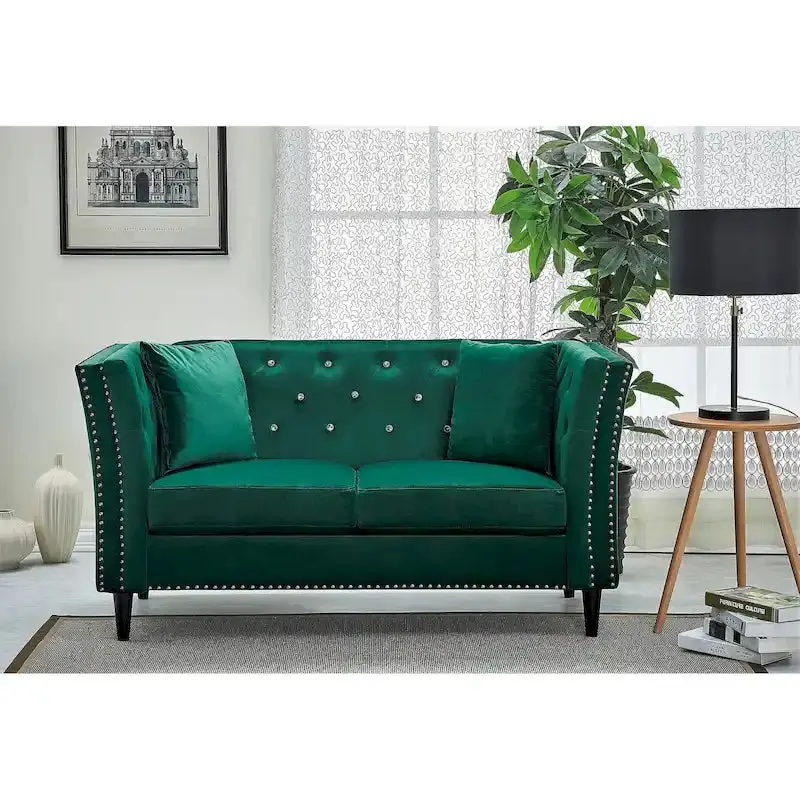 Gracewood Sukikim Velvet Loveseat – Compact Two-Seat Sofa with Textured Modern Upholstery