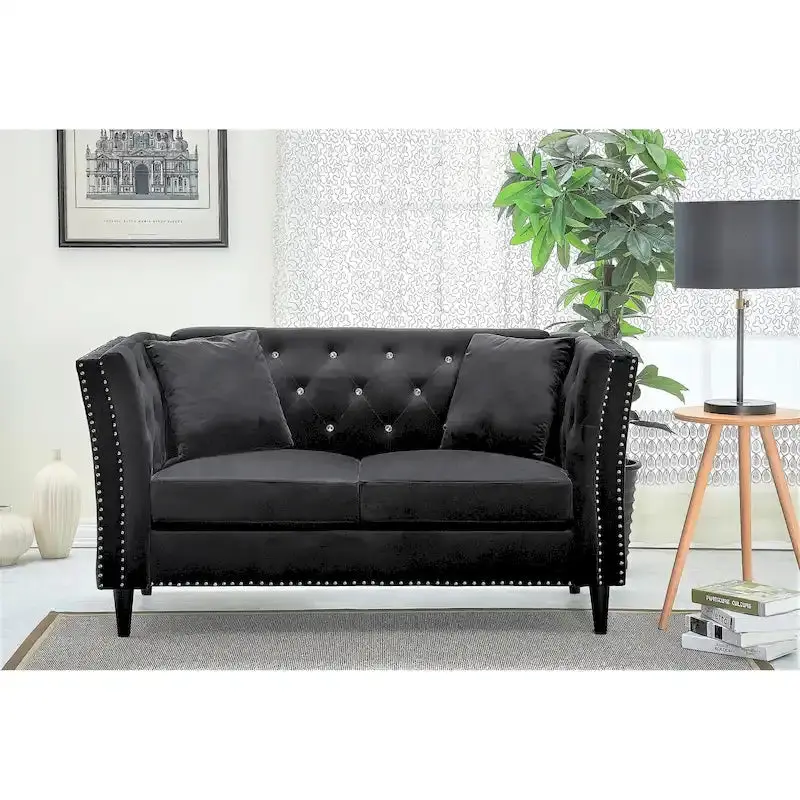 Gracewood Sukikim Velvet Loveseat – Compact Two-Seat Sofa with Textured Modern Upholstery