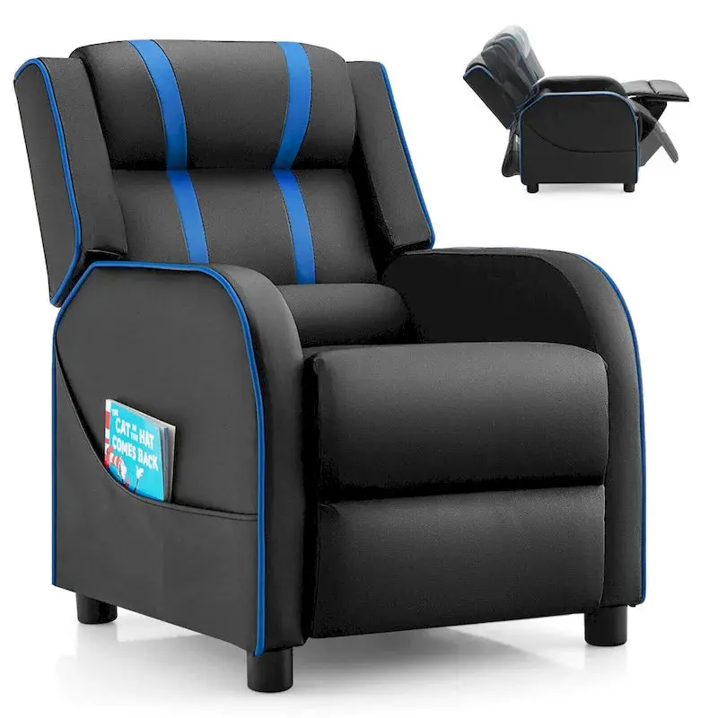 Gymax Kids’ Ergonomic Leatherette Recliner – Adjustable Footrest Armchair with Lumbar Support