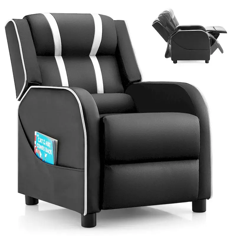 Gymax Kids’ Ergonomic Leatherette Recliner – Adjustable Footrest Armchair with Lumbar Support
