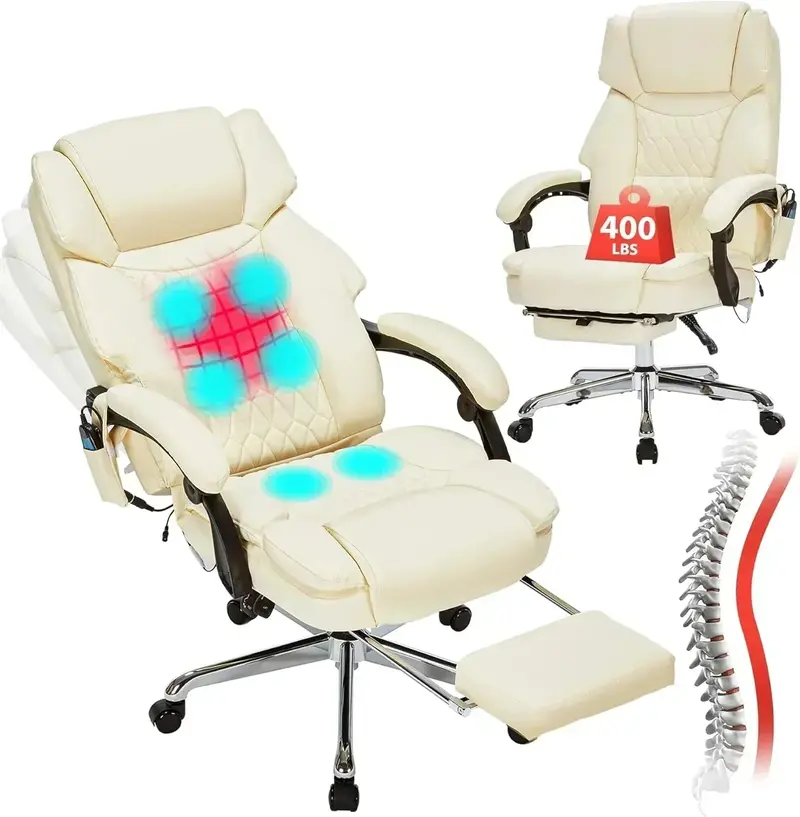Heated Vibrating Office Chair – Six-Point Vibration, Warm Seat, and Extendable Footrest