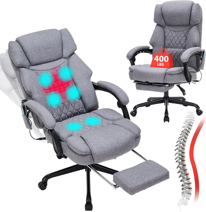 Heated Vibrating Office Chair – Six-Point Vibration, Warm Seat, and Extendable Footrest
