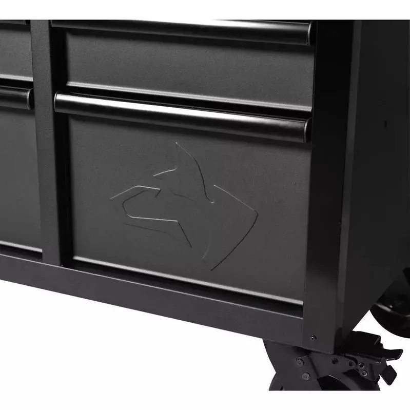 Heavy-Duty 61" Mobile Workbench – 15-Drawer Steel Cabinet with Solid Wood Work Surface
