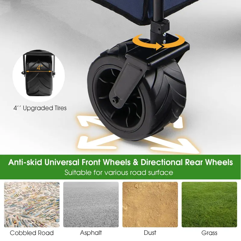 Heavy-Duty Collapsible Wagon Cart – Adjustable-Height Utility Hauler for Gear and Supplies