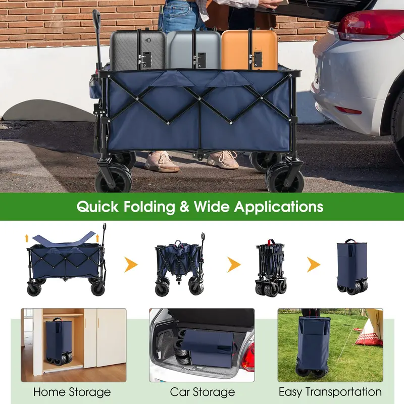 Heavy-Duty Collapsible Wagon Cart – Adjustable-Height Utility Hauler for Gear and Supplies