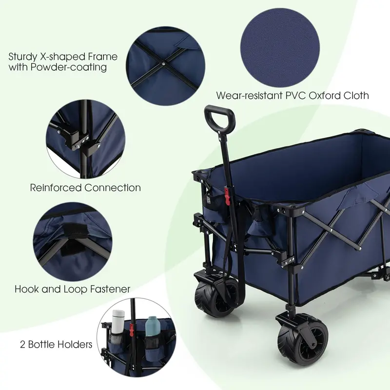 Heavy-Duty Collapsible Wagon Cart – Adjustable-Height Utility Hauler for Gear and Supplies