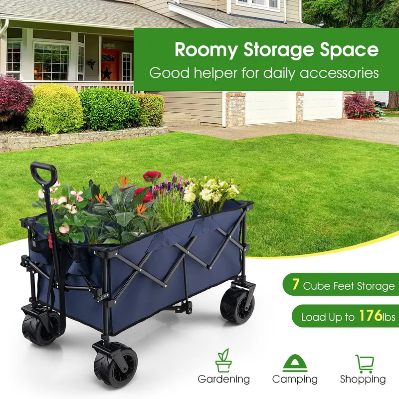 Heavy-Duty Collapsible Wagon Cart – Adjustable-Height Utility Hauler for Gear and Supplies