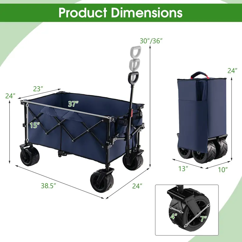 Heavy-Duty Collapsible Wagon Cart – Adjustable-Height Utility Hauler for Gear and Supplies