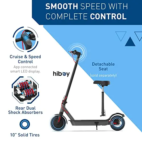 Hiboy S2 Pro Electric Scooter – 500W Motor, 10-Inch Puncture-Resistant Tires, LED Dashboard, and IPX4 Weather Resistance