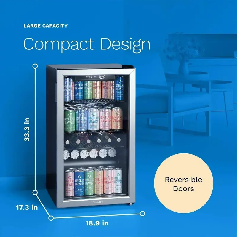 hOmeLabs Glass-Door Beverage Center – Space-Saving Mini Fridge for Soda, Beer, and Wine Storage 2