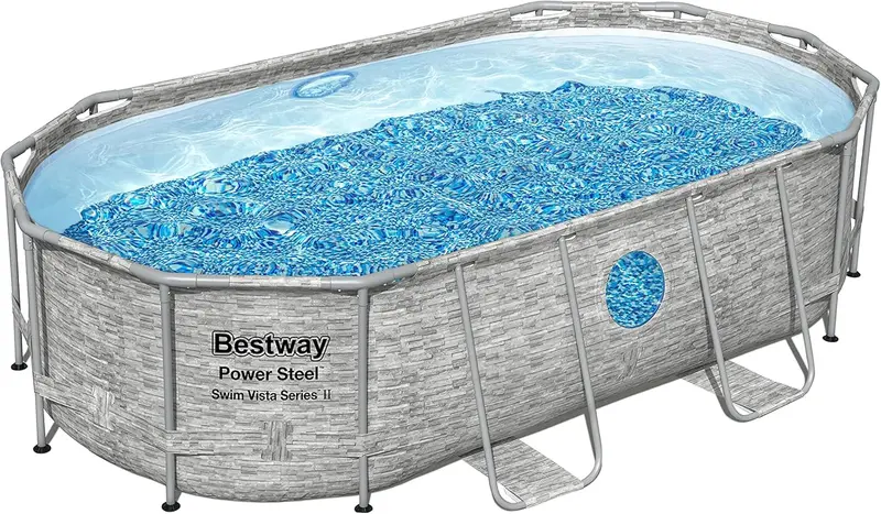 Horizon Series II Steel Above-Ground Pool – 14' x 8.2' x 39.5" Oval Design with Filter Pump, Safety Ladder, and Cover
