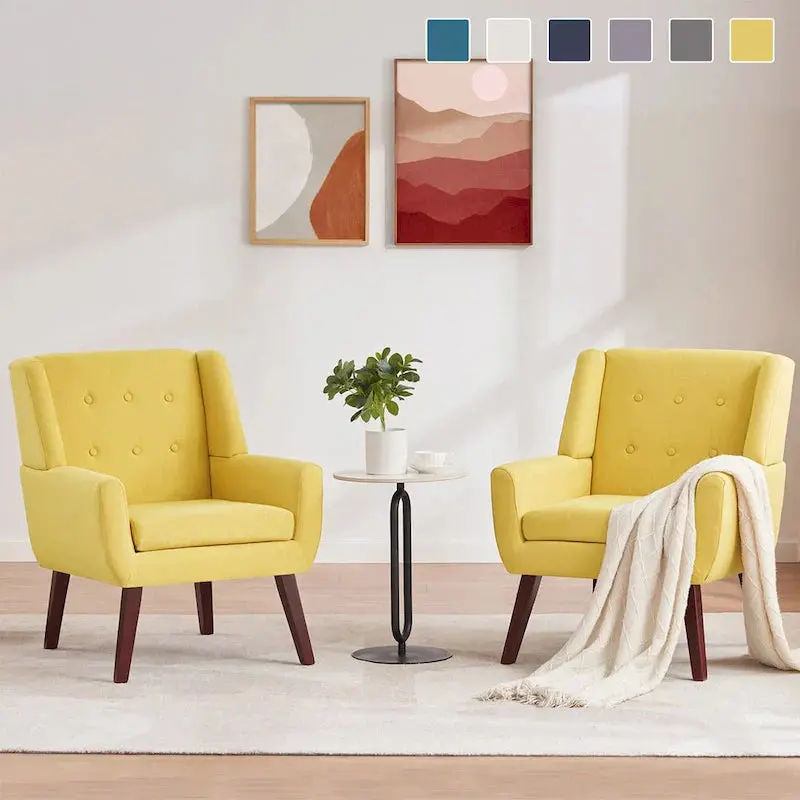 HUIMO Contemporary Tufted Accent Chair Pair – Two-Seat Modern Upholstered Set