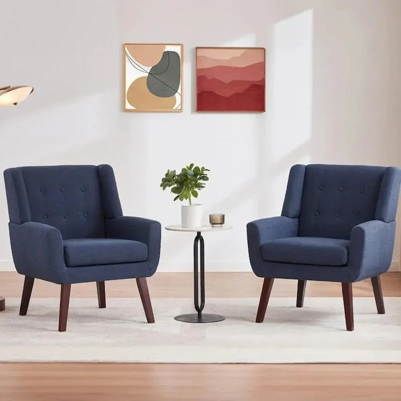 HUIMO Contemporary Tufted Accent Chair Pair – Two-Seat Modern Upholstered Set 2