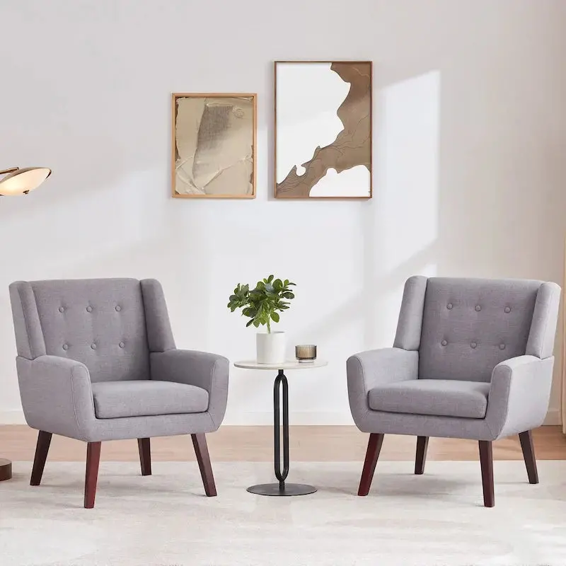 HUIMO Contemporary Tufted Accent Chair Pair – Two-Seat Modern Upholstered Set