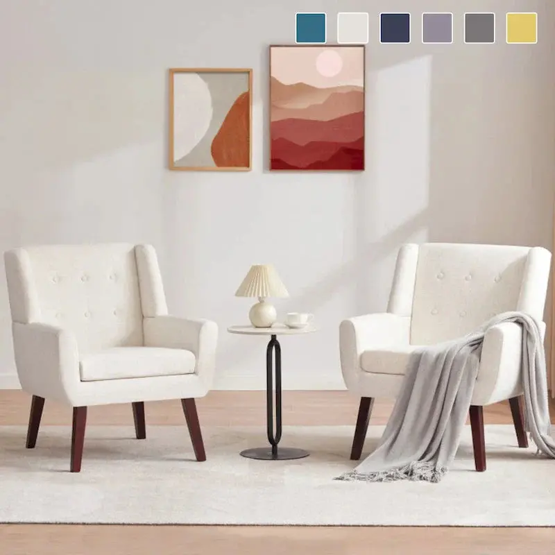 HUIMO Contemporary Tufted Accent Chair Pair – Two-Seat Modern Upholstered Set
